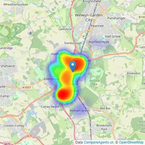 Raine & Co - Hatfield listings heatmap