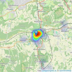 Ralph James Estate Agents - Dorking listings heatmap