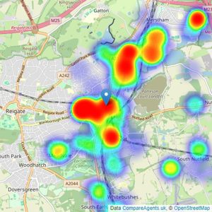 Ralph James Estate Agents - Redhill listings heatmap