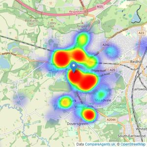 Ralph James Estate Agents - Reigate listings heatmap