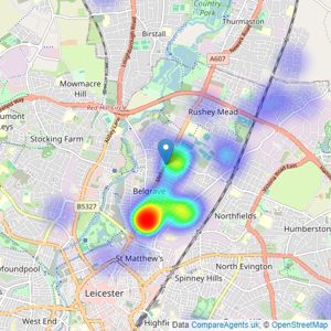 Rathods - Leicester listings heatmap