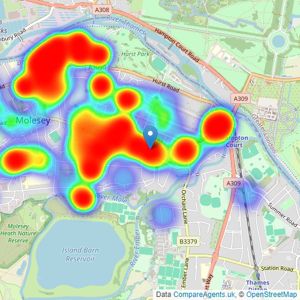 Rawlinson & Webber - East Molesey listings heatmap