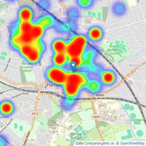 Rawlinson Gold - Harrow Town Centre - Sales listings heatmap