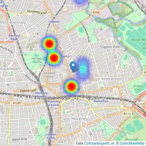 Rayners - Hackney listings heatmap