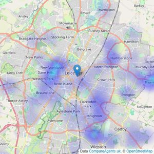 Readings Property Group - Leicester listings heatmap