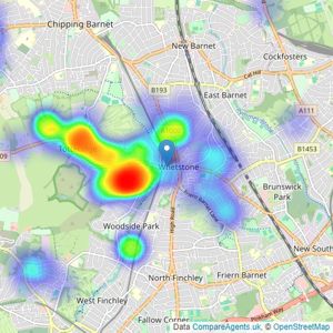 Real Estates - Totteridge listings heatmap