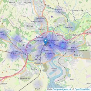 Red Dragon Estates - Newport listings heatmap