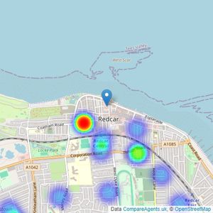 Redcar Letting & Sales company ltd - Redcar listings heatmap