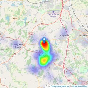 Reddington Sales and Lettings - Thringstone listings heatmap