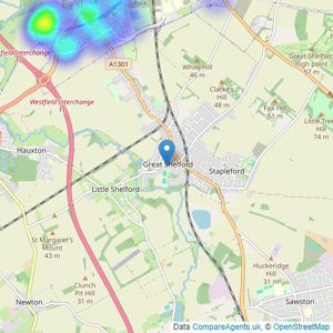 Redmayne Arnold & Harris - Great Shelford listings heatmap