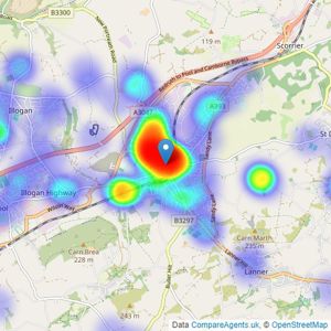 Redwood Estate Agents Limited - Redruth listings heatmap