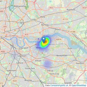 Redwood Estates - Royal Arsenal listings heatmap