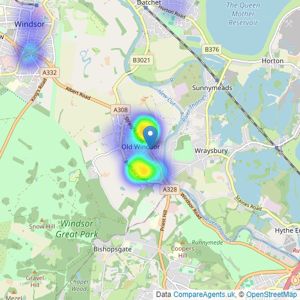 Redwoods Estate Agents - Old Windsor listings heatmap