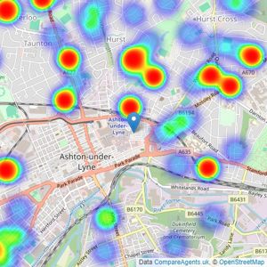 Reeds Rains - Ashton Under Lyne listings heatmap