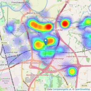 Reeds Rains - Bamber Bridge listings heatmap