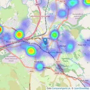 Reeds Rains - Burnley listings heatmap