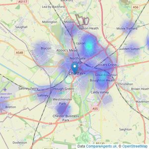 Reeds Rains - Chester listings heatmap