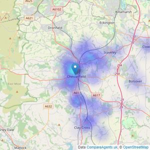 Reeds Rains - Chesterfield listings heatmap