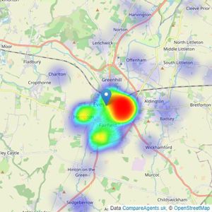 Reeds Rains - Evesham listings heatmap