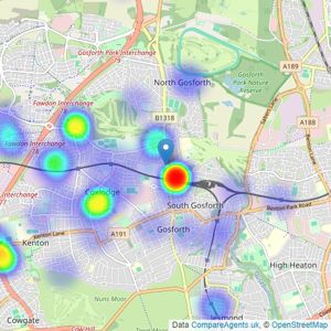 Reeds Rains - Gosforth listings heatmap