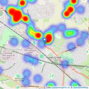 Reeds Rains - Hazel Grove listings heatmap