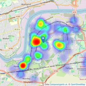 Reeds Rains - Hebburn listings heatmap