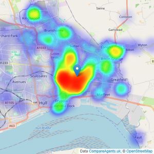 Reeds Rains - Hull listings heatmap