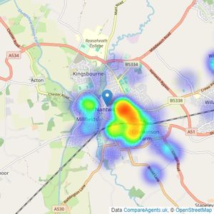 Reeds Rains - Nantwich listings heatmap