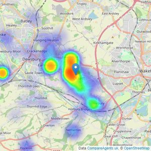 Reeds Rains - Ossett listings heatmap