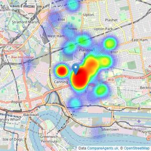 Reeds Rains - Plaistow listings heatmap