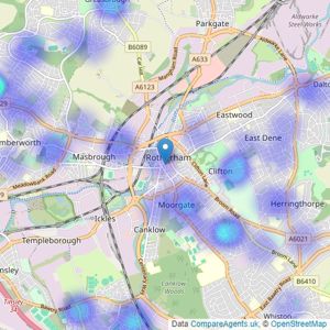 Reeds Rains - Rotherham listings heatmap