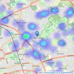 Reeds Rains - West Derby listings heatmap