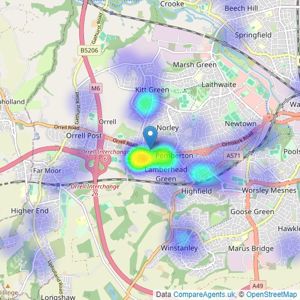 Reeds Rains - Wigan listings heatmap