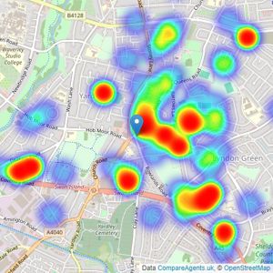 Reeds Rains - Yardley listings heatmap