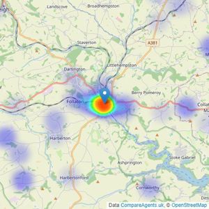 Rendells - Totnes listings heatmap