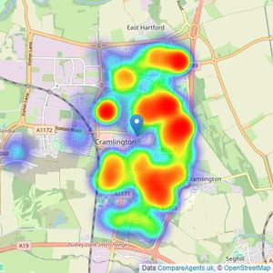 Renown Estate Agents - Cramlington listings heatmap