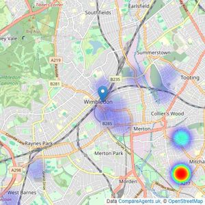 Rentals And Sales - Wimbledon listings heatmap