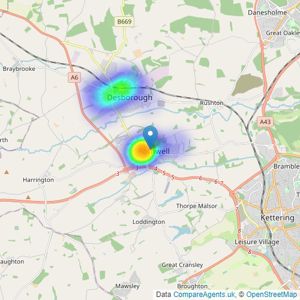 Results Estate Agents Ltd - Rothwell listings heatmap