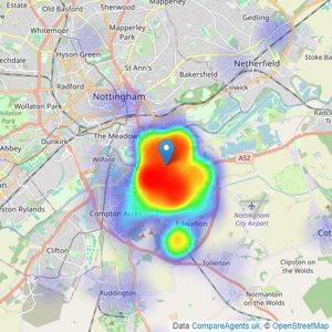 Rex Gooding - West Bridgford listings heatmap