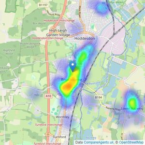 Reynolds Salter - Broxbourne listings heatmap