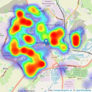 Richard James Estate Agents - Wellingborough listings heatmap