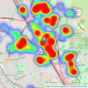 Richard James - Mill Hill listings heatmap