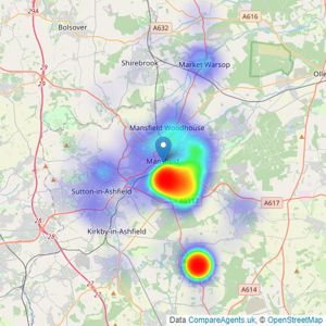 Richard Watkinson & Partners - Mansfield listings heatmap