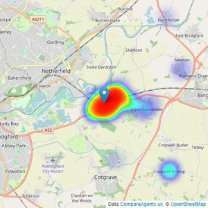 Richard Watkinson & Partners - Radcliffe-on-Trent listings heatmap