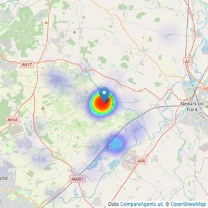 Richard Watkinson & Partners - Southwell listings heatmap