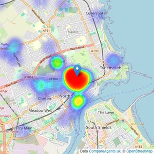 Richardsons Estates - North Shields listings heatmap