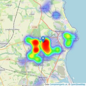 Rickard Chartered Surveyors & Estate Agents - Ashington listings heatmap