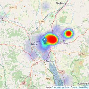 Right at Home Estate Agents - Exeter listings heatmap