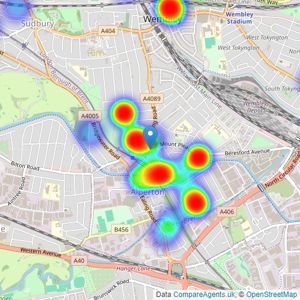 Right Home Estate Agents - Wembley listings heatmap