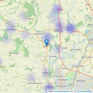 RJ Country Homes - Worcestershire listings heatmap